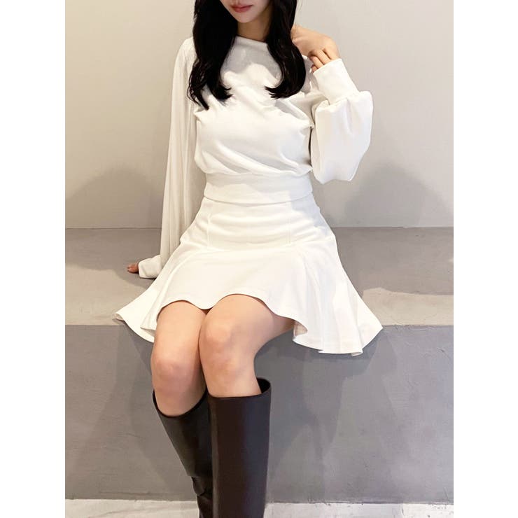 ホワイト | スウェットフレアミニスカート【セットアップ着用可能】 | RESEXXY