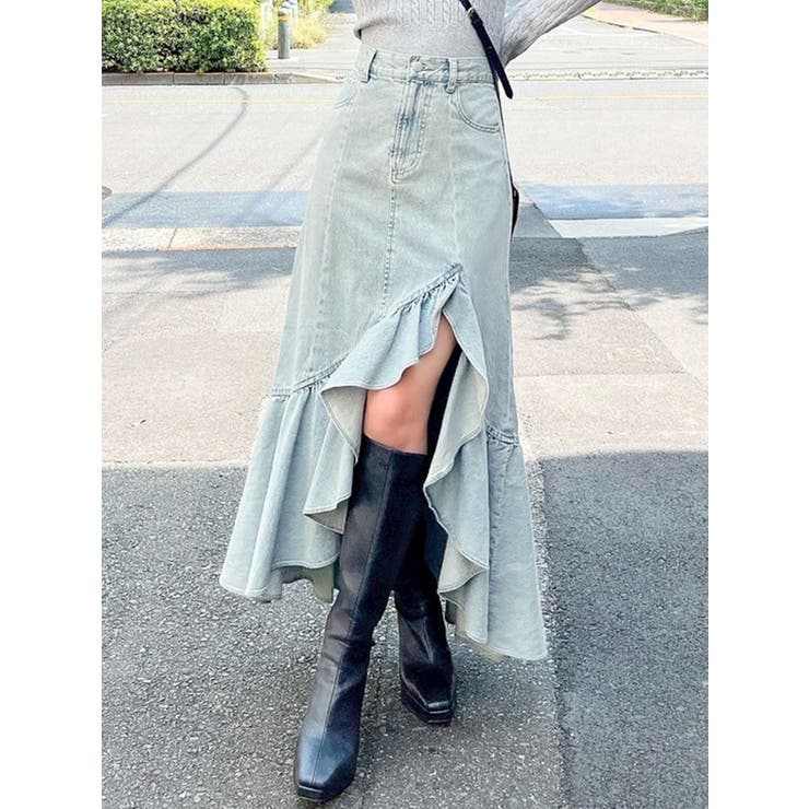 アイスブルー | ラッフルデニムスカート | RESEXXY