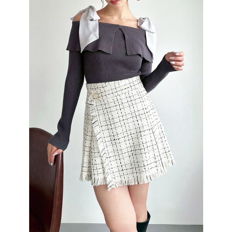 チャコールグレー | ボリュームリボンニットトップス | RESEXXY