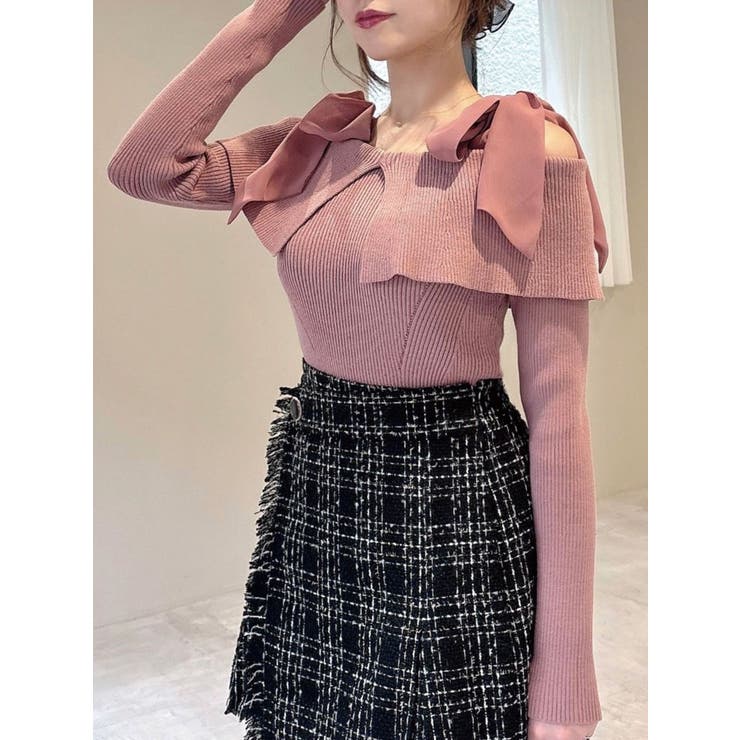 ピンク | ボリュームリボンニットトップス | RESEXXY