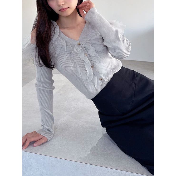 グレー | シアーフリルニットトップス | RESEXXY