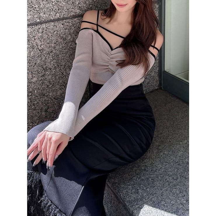 ベージュ | ナローストラップリブトップス | RESEXXY