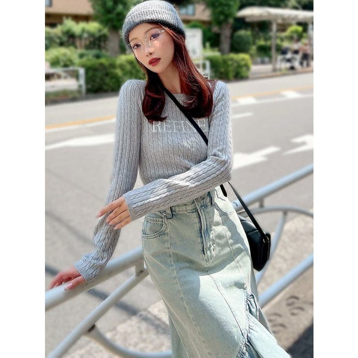 ケーブルクロップドニットトップス[品番：MKSW0067322]｜RESEXXY