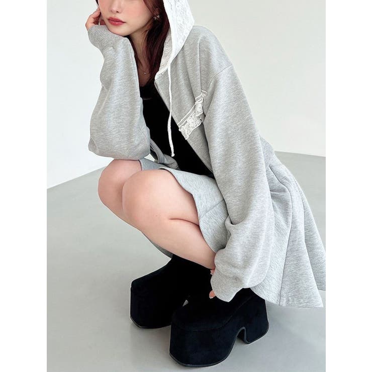 グレー | ポイントレースフーディスウェット | RESEXXY