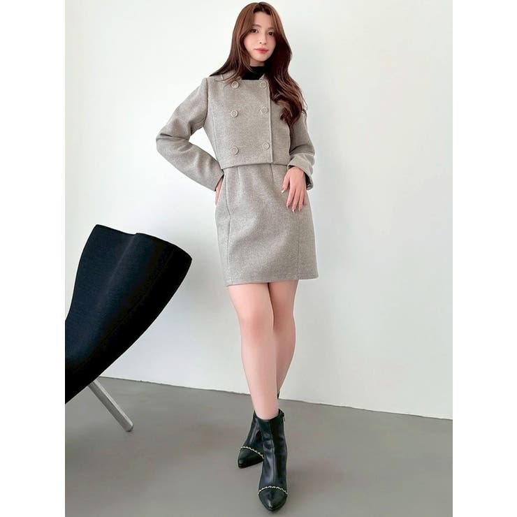 ダブルブレストショートコート【セットアップ着用可能】[品番