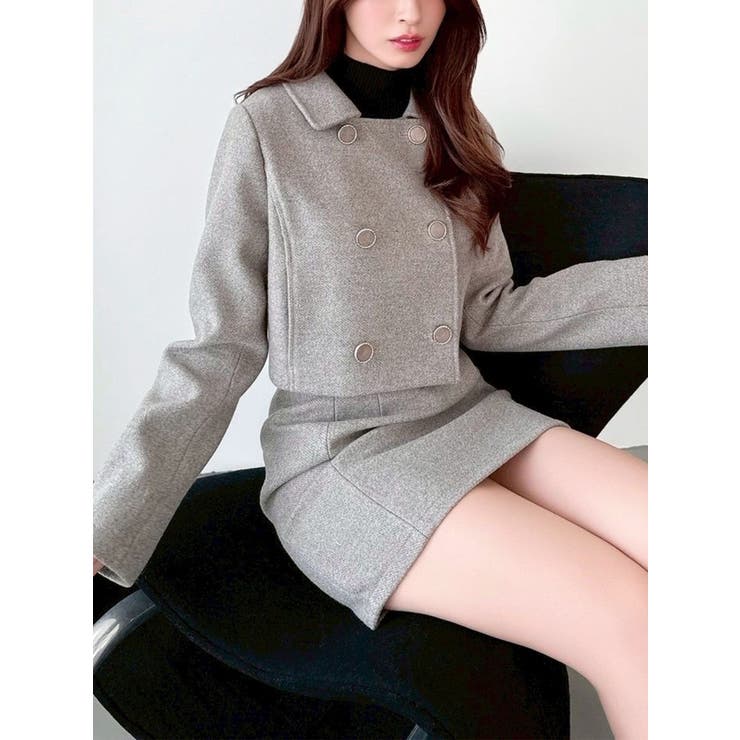 グレー | ダブルブレストショートコート【セットアップ着用可能】 | RESEXXY