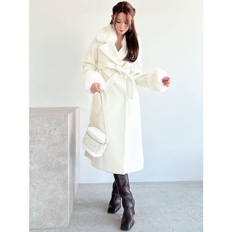 ボディドレッシングdeluxe★フレアー袖ファーコート➕シーバイクロエカットソー モンスターボリュームファーコート（その他アウター）｜Darich