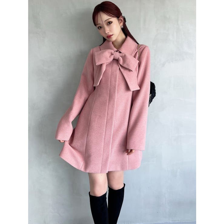 リリミーク　コート　ピンク　くすみ　LILIMEEK LILI MEEK リリミーク coat フーディー ロング コート
