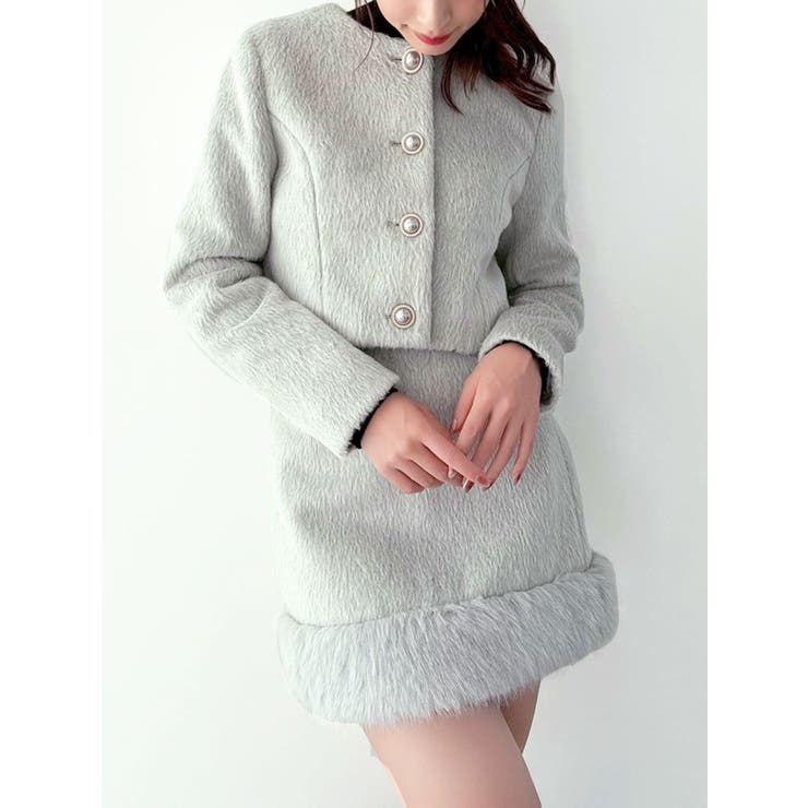 グレー | ノーカラーショートジャケット【セットアップ着用可能】 | RESEXXY