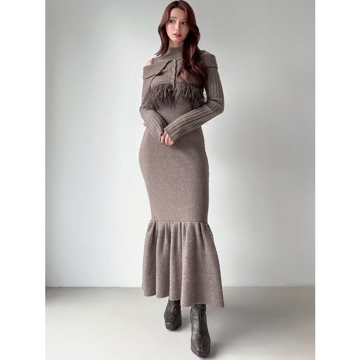 フェザーヘムレイヤードニットワンピース | RESEXXY | 詳細画像2 