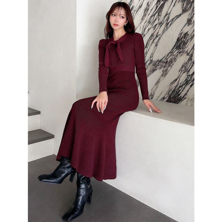 ボウタイマーメイドニットワンピース[品番：MKSW0067130]｜RESEXXY