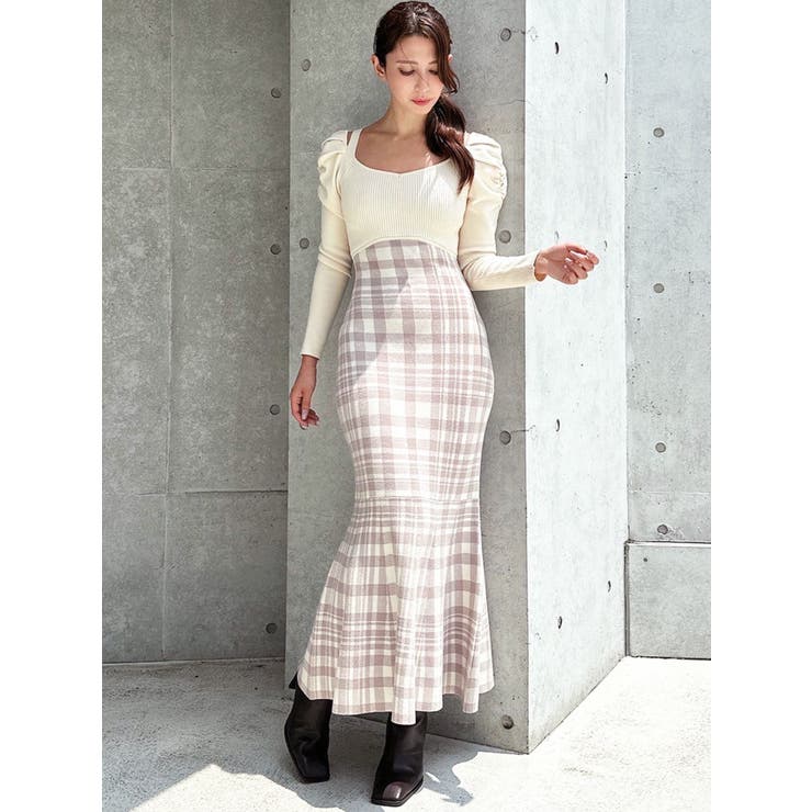 RESEXXY ショルダーオープンマーメイドニットワンピース ショルダーオープンマーメイドニットワンピース[品番：MKSW0066570