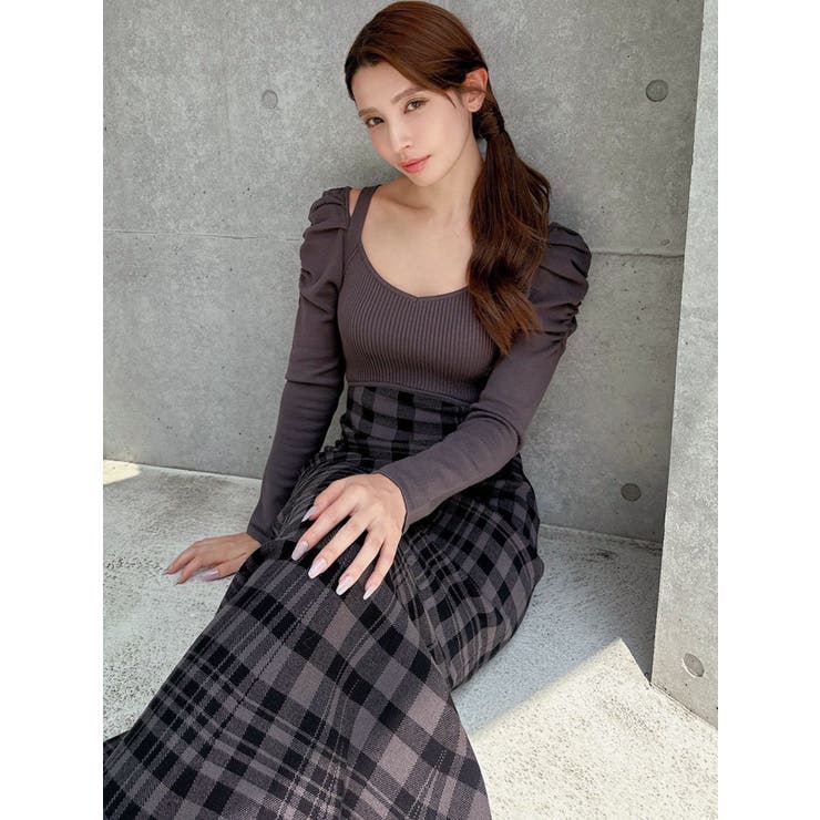 ショルダーオープンマーメイドニットワンピース[品番：MKSW0066570