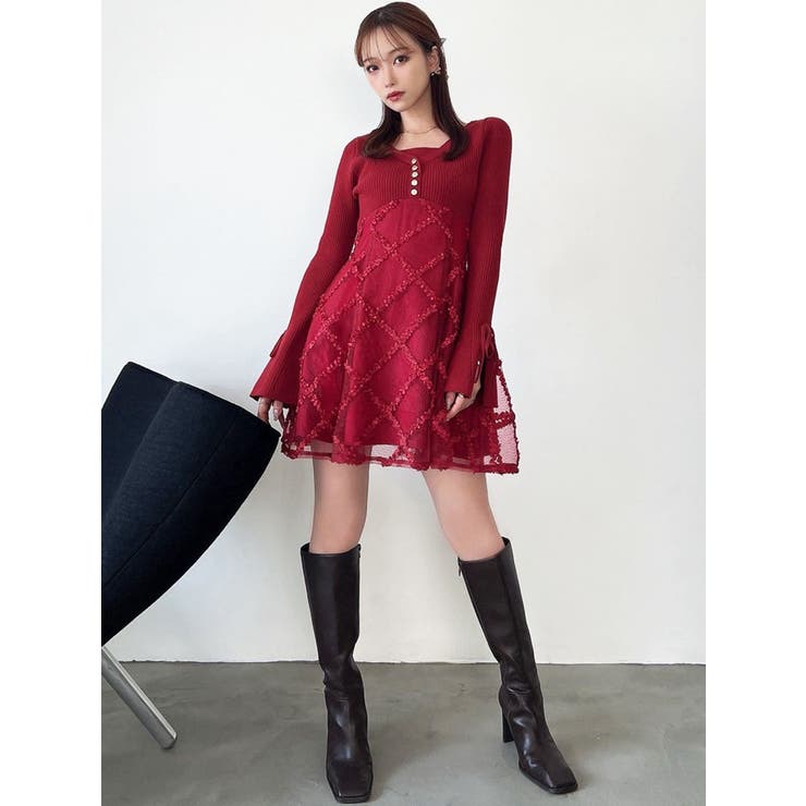 ドッキングフレアミニニットワンピース | RESEXXY | 詳細画像10 