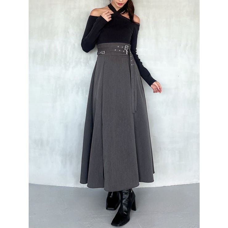 チャコールグレー | ランダムベルトフレアワンピース | RESEXXY