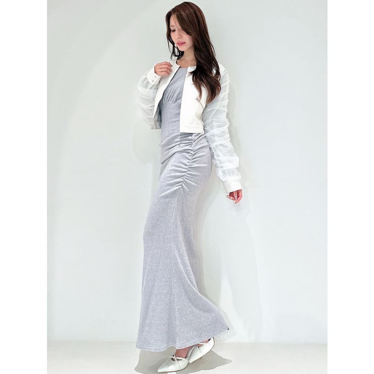 極美品☆大きいサイズ☆Mマーリエルカセット☆ギャザースリーブワンピース ☆19号 極美品☆大きいサイズ☆Mマーリエルカセット☆ギャザースリーブ