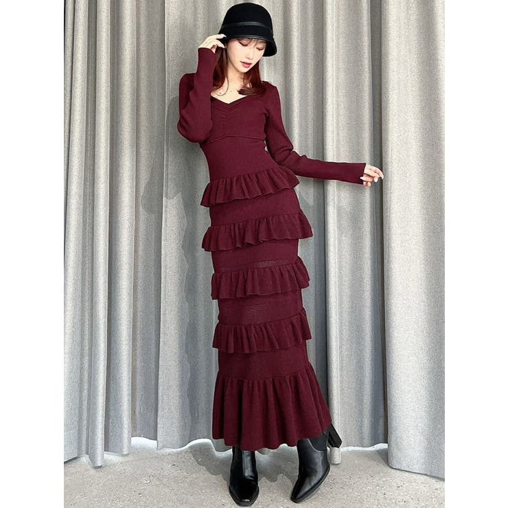 フリルデザインIラインニットワンピース | RESEXXY | 詳細画像10 