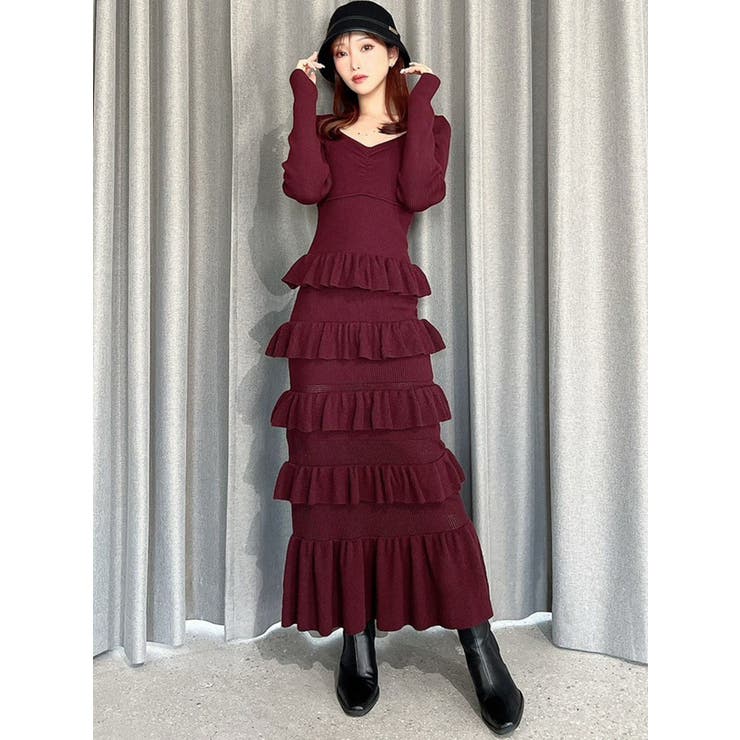 フリルデザインIラインニットワンピース | RESEXXY | 詳細画像12 