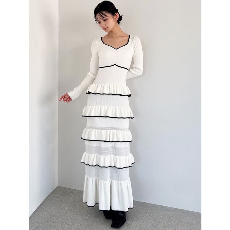 フリルデザインIラインニットワンピース | RESEXXY | 詳細画像14 