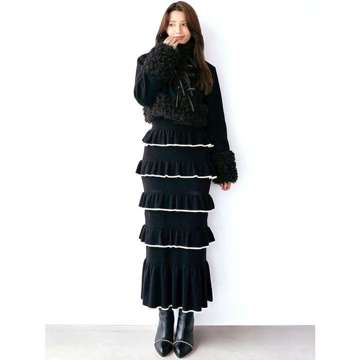 フリルデザインIラインニットワンピース | RESEXXY | 詳細画像3 