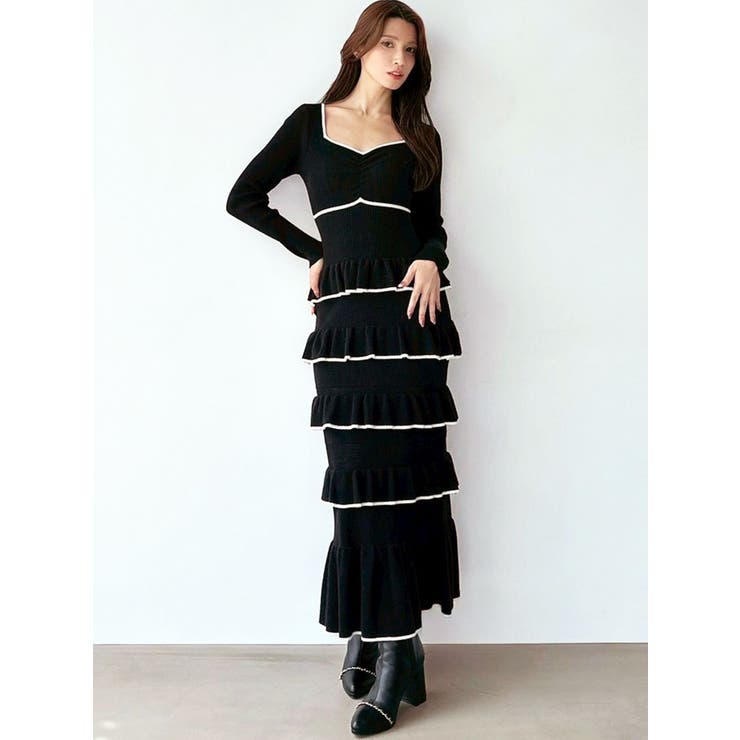 フリルデザインIラインニットワンピース | RESEXXY | 詳細画像4 