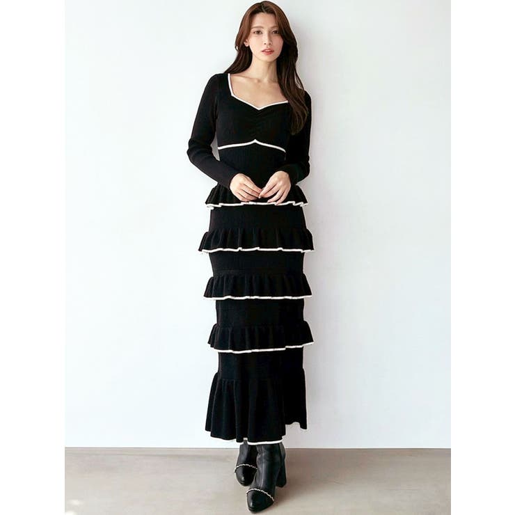 フリルデザインIラインニットワンピース | RESEXXY | 詳細画像5 