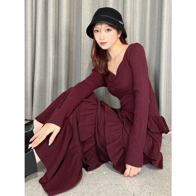 フリルデザインIラインニットワンピース | RESEXXY | 詳細画像9 