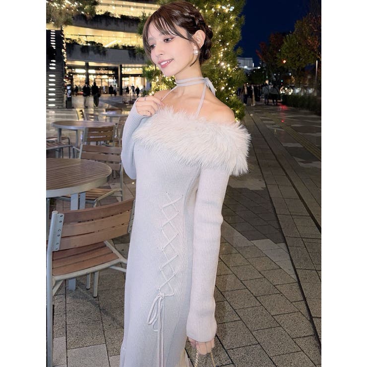 フェイクファートリムニットワンピース | RESEXXY | 詳細画像3 