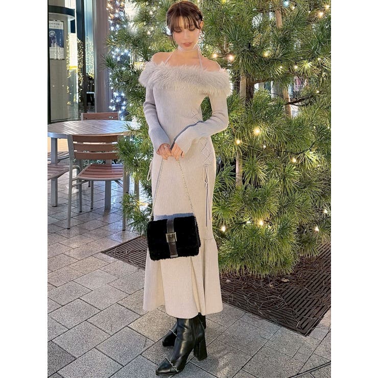 フェイクファートリムニットワンピース | RESEXXY | 詳細画像4 