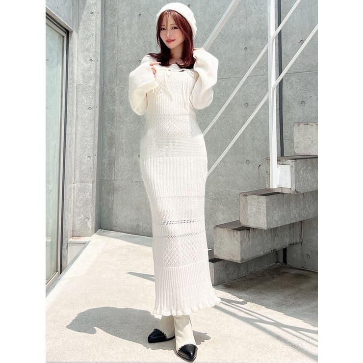 クロシェニット ブラック タイトワンピース クロシェニットタイト