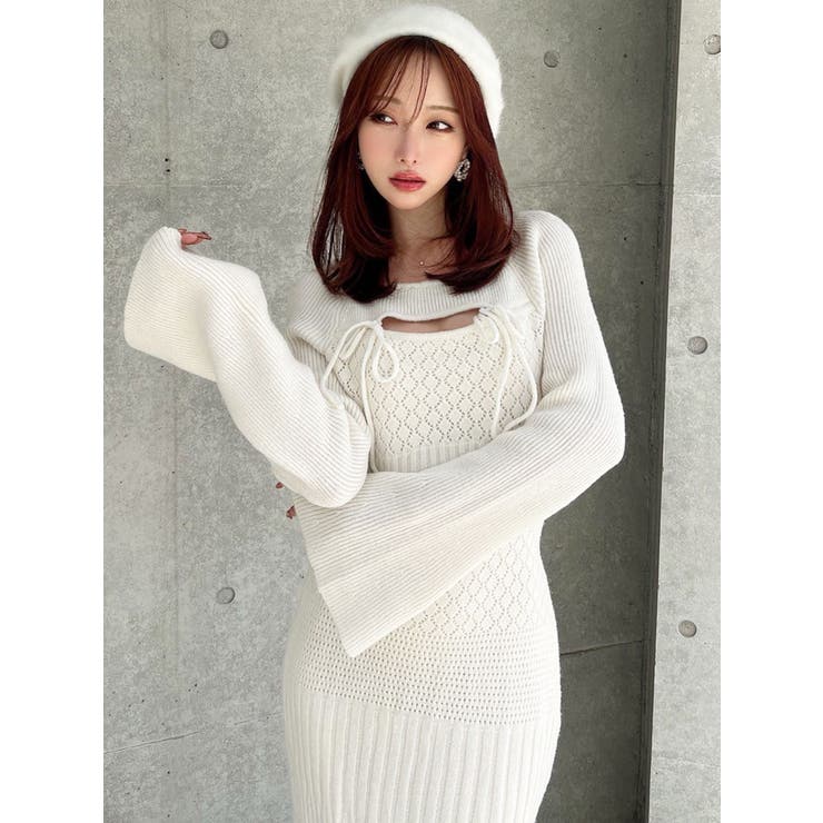 クロシェニット ブラック タイトワンピース クロシェニットタイトワンピース[品番：MKSW0066903]｜RESEXXY