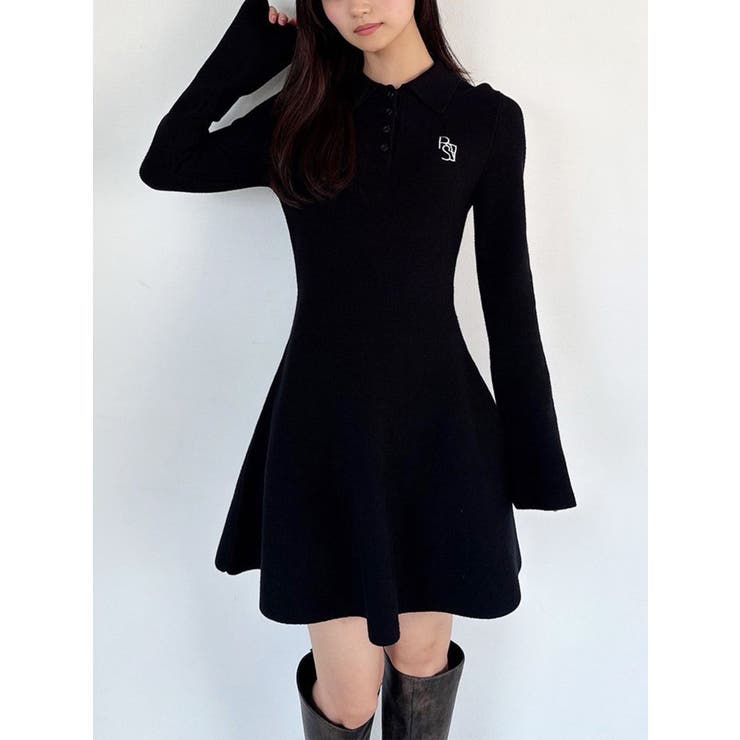 ブラック | ニットポロワンピース | RESEXXY