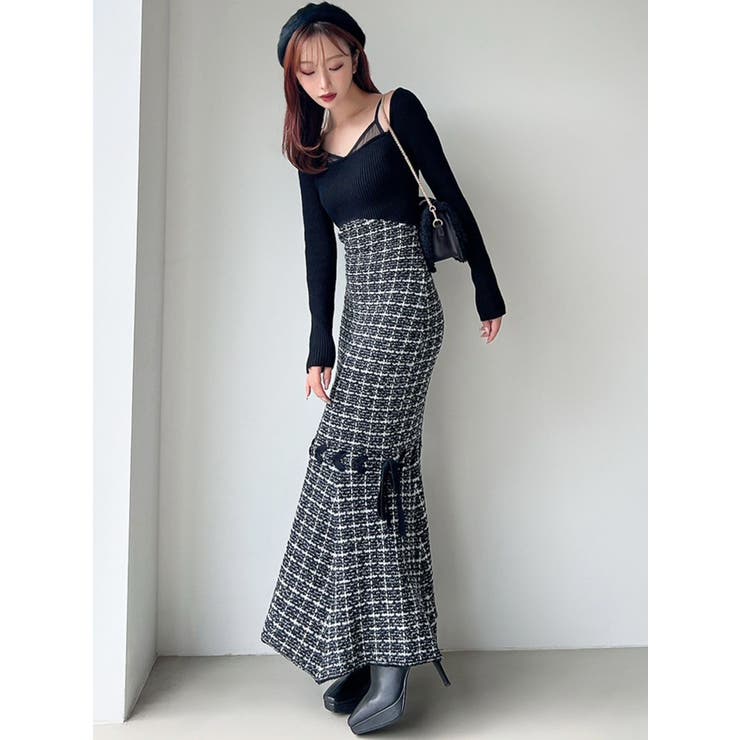 シアードッキングツイードニットワンピース | RESEXXY | 詳細画像16 