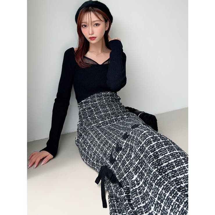 シアードッキングツイードニットワンピース | RESEXXY | 詳細画像18 