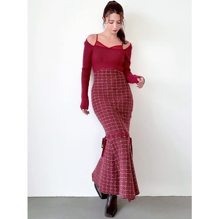 シアードッキングツイードニットワンピース | RESEXXY | 詳細画像4 