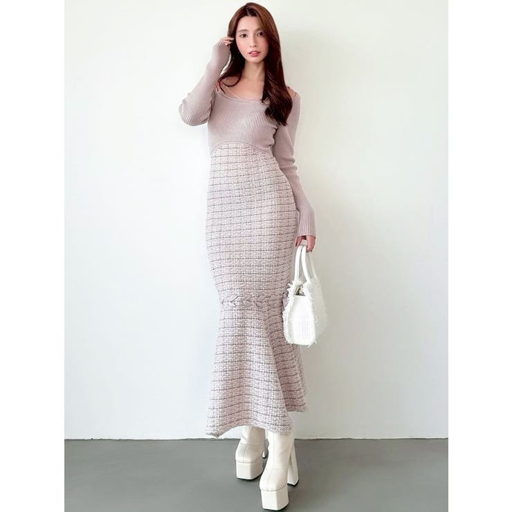 シアードッキングツイードニットワンピース | RESEXXY | 詳細画像9 