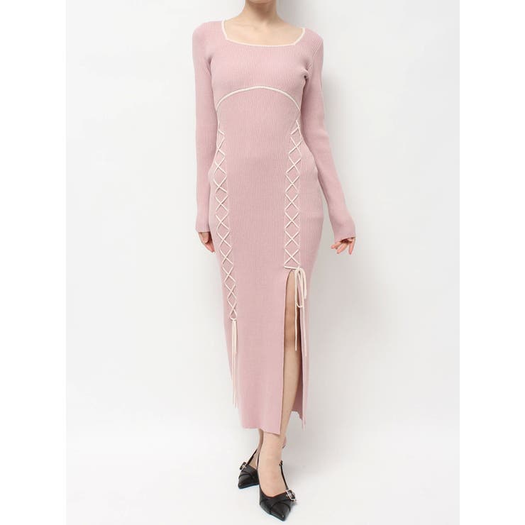 レースアップタイトニットワンピース[品番：MKSW0067132]｜RESEXXY