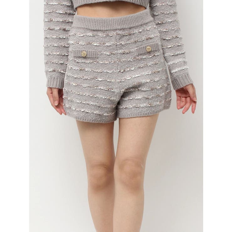 ツイードボーダーニットパンツ【セットアップ着用可能】[品番