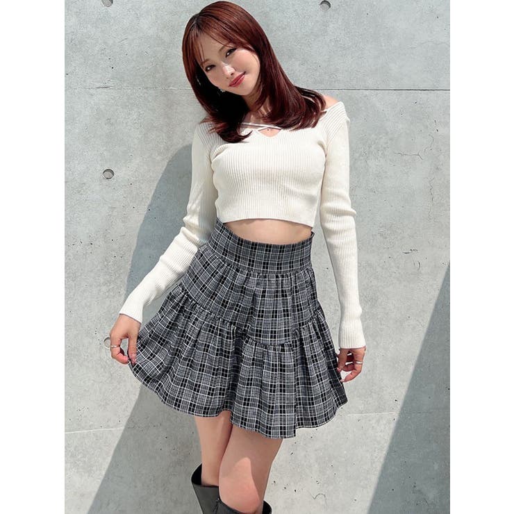 チェックミニフレアスカート【セットアップ着用可能】[品番