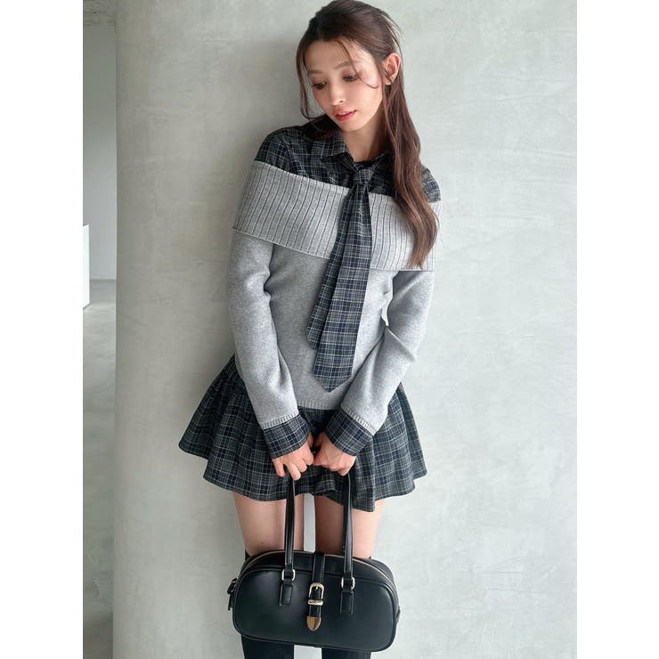 チェックミニフレアスカート【セットアップ着用可能】[品番