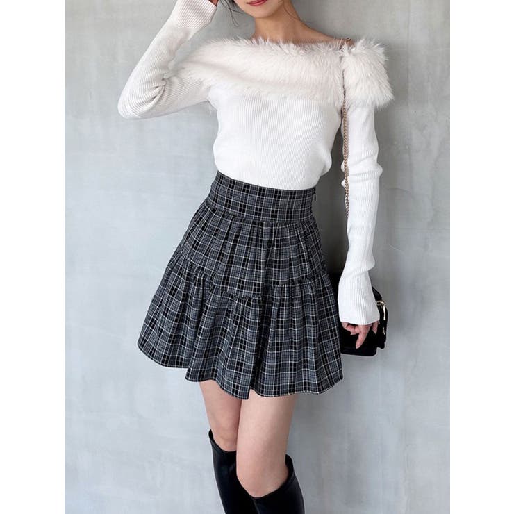 ネイビー | チェックミニフレアスカート【セットアップ着用可能】 | RESEXXY