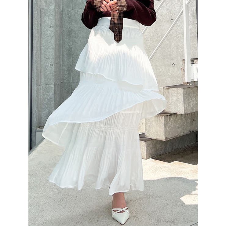 ホワイト | アシンメトリーティアードスカート | RESEXXY