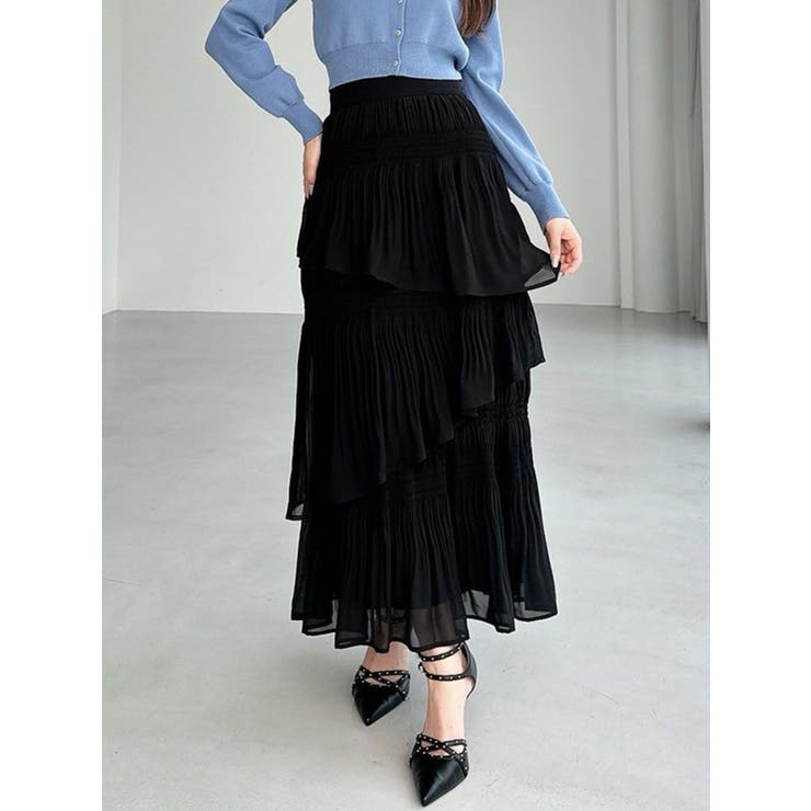 ブラック | アシンメトリーティアードスカート | RESEXXY