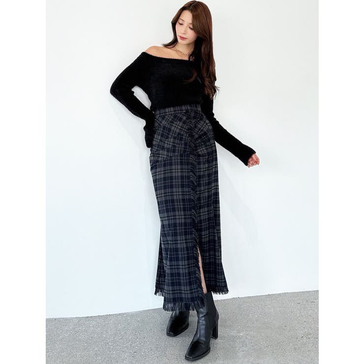 フリンジチェックタックスカート[品番：MKSW0067134]｜RESEXXY