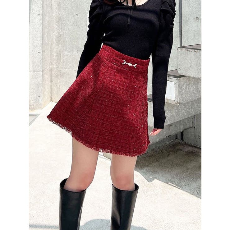 フリンジツイードミニスカート【セットアップ着用可能】 | RESEXXY | 詳細画像1 