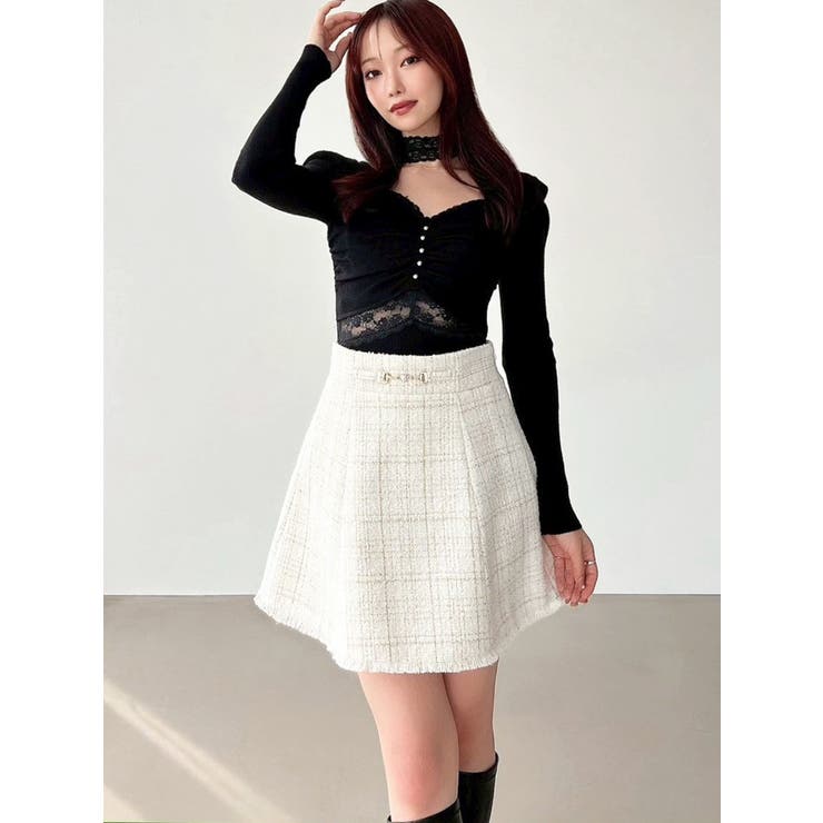 フリンジツイードミニスカート【セットアップ着用可能】 | RESEXXY | 詳細画像30 