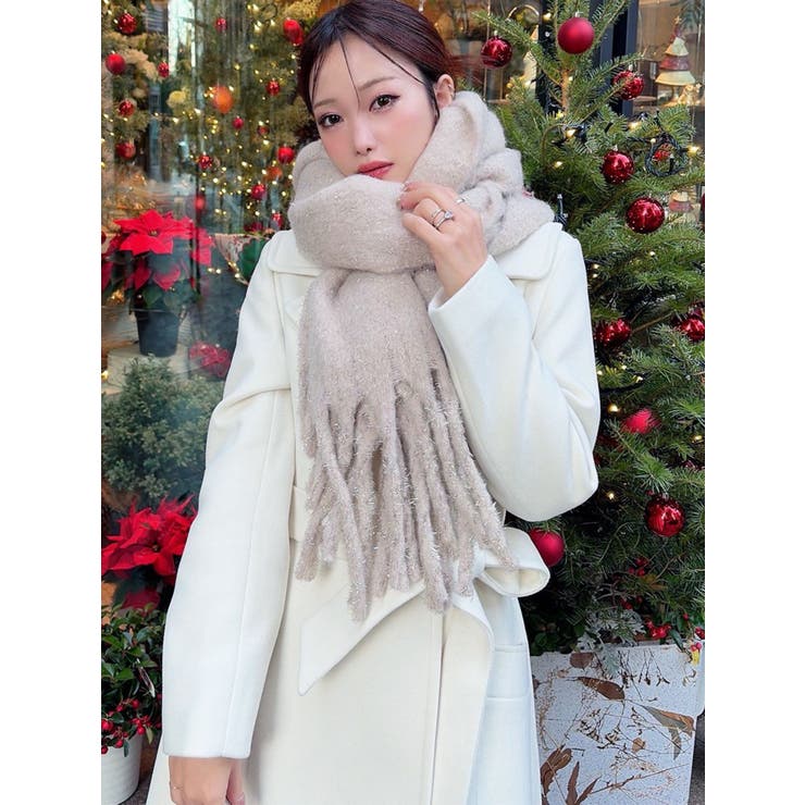 フランス　merci レディースマフラー グリッターボリュームフリンジマフラー[品番：MKSW0067337]｜RESEXXY