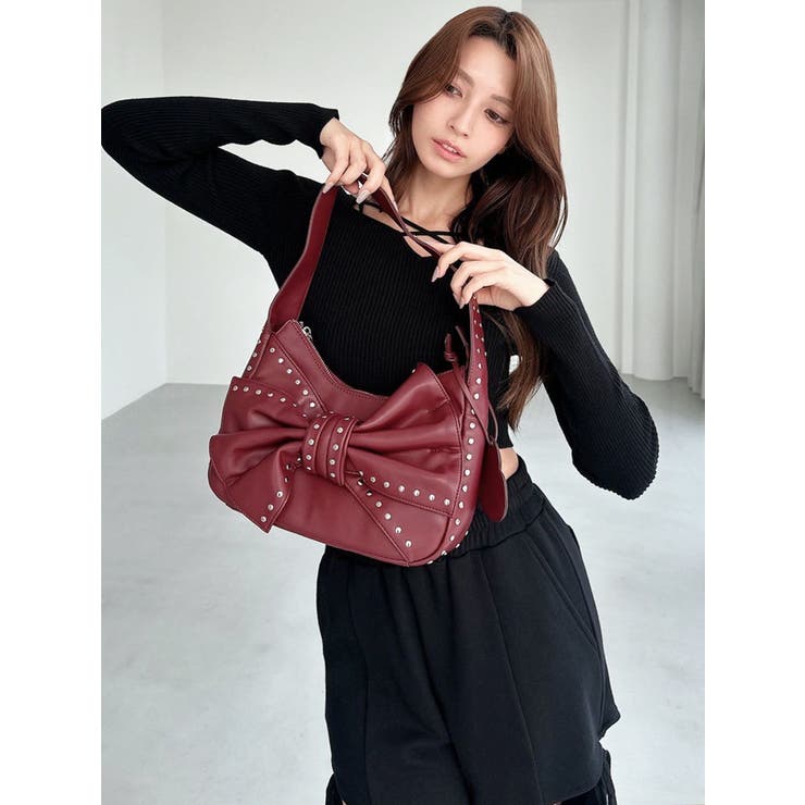 スタッズポイントビッグリボンバッグ[品番：MKSW0066577]｜RESEXXY