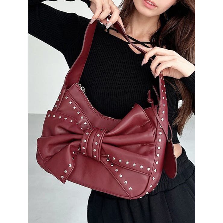 スタッズポイントビッグリボンバッグ[品番：MKSW0066577]｜RESEXXY