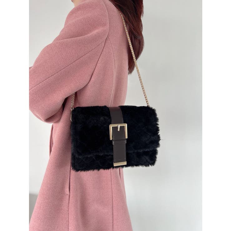 ブラック | キルティングファーコンパクトバッグ | RESEXXY